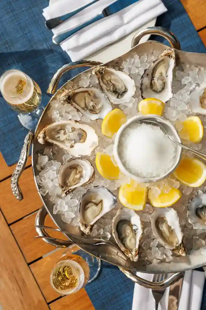Azzurra oyster platter on the terrace