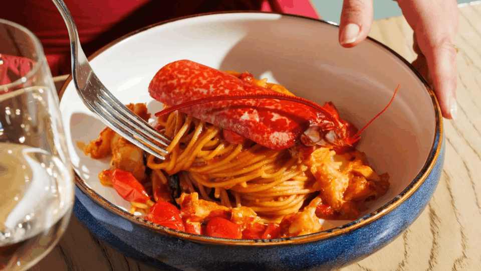 Lobster linguine at Azzurra