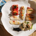 Selection of premium seafood crudo and carpaccio served at Azzurra Chelsea, featuring sustainably sourced Mediterranean seafood and elegant Italian presentation.